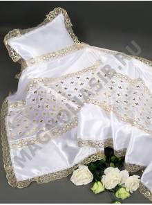 Комплект со вставкой из атласа с накатом и кружевом (2 предмета) 90 см*220 см