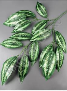 Ветка манго 3 ветки листьев со светлой серединкой 72см.