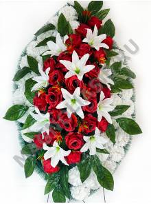 Венок  "Модерн" с розами и лилиями выс. 120/140см шир. 70см