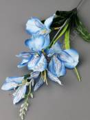 Ветка с лизиантусами 5цв. с травкой 52см (бел крас гол б-роз фиол)