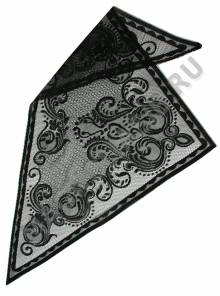Косынка из плотного кружева черная 115 *60 см