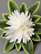 ***Хризантема 10см атлас на листе 4сл 17см(бел желт сир роз)